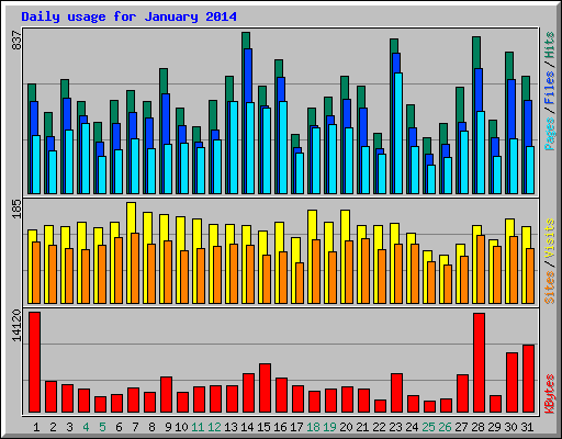 Daily usage for January 2014