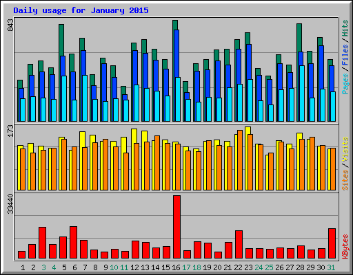 Daily usage for January 2015