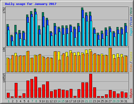 Daily usage for January 2017