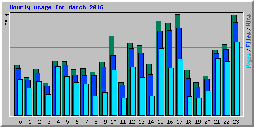 Hourly usage for March 2016