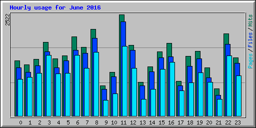 Hourly usage for June 2016