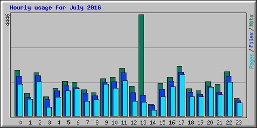 Hourly usage for July 2016