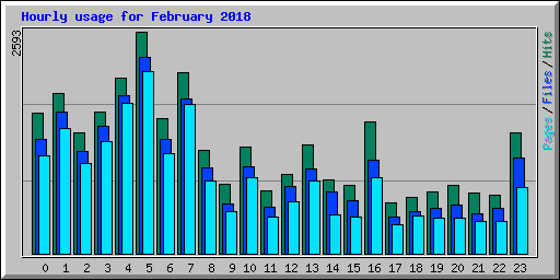 Hourly usage for February 2018